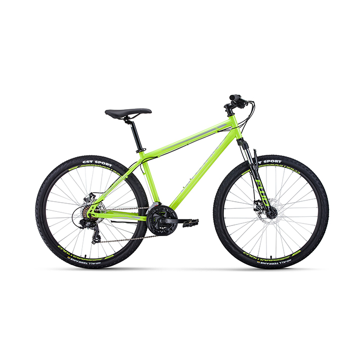 60176 Велосипед FORWARD SPORTING 27,5 2.0 DISC (27.5" 21ск.) 19" 20-21 ярко-зел./серый — изображение 1